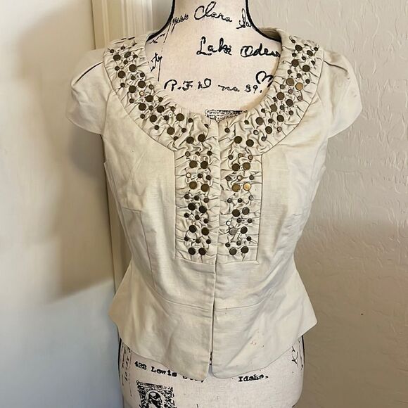 Anthropologie Jackets & Blazers - Anthropologie Idra Nailhead Embellished Cropped Jacket